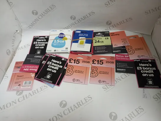 LARGE QUANTITY MOBILE TOP UPS AND SIM CARDS FROM PROVIDERS SUCH AS GIFFGAFF, LEBARA, TESCO MOBILE, ETC