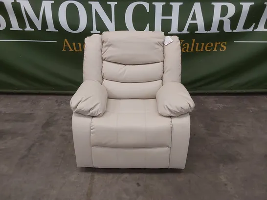 SORRENTO IVORY FAUX LEATHER MANUAL RECLINER ARMCHAIR 