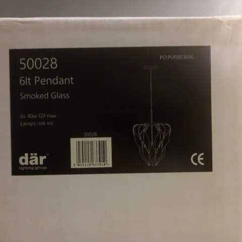 BRAND NEW DAR 6 LIGHT PENDANT SMOKED GLASS