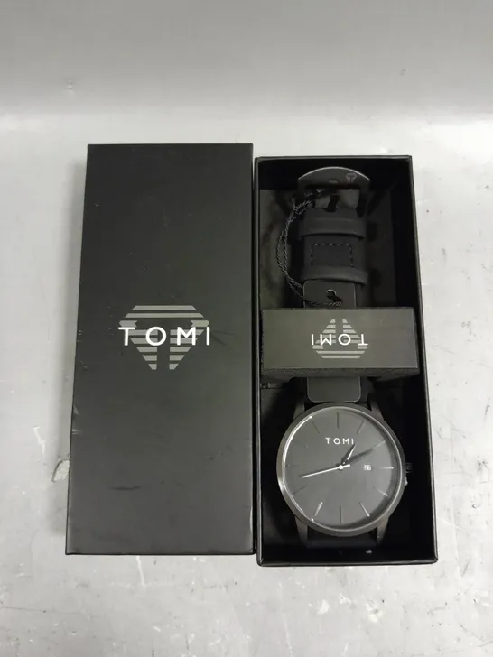 BOXED TOMI BLACK DIAL WATCH 