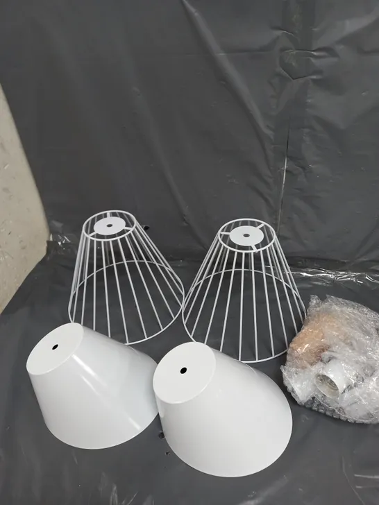 SET OF 2 BIRDCAGE LIGHTSHADES AND PENDANT