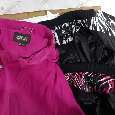 BOX OF APPROXIMATELY 10 ITEMS OF CLOTHING IN VARIOUS STYLES AND SIZES, TO INCLUDE JULIEN MACDONALD, BADGELY MISCHKA, ETC