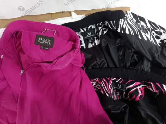 BOX OF APPROXIMATELY 10 ITEMS OF CLOTHING IN VARIOUS STYLES AND SIZES, TO INCLUDE JULIEN MACDONALD, BADGELY MISCHKA, ETC