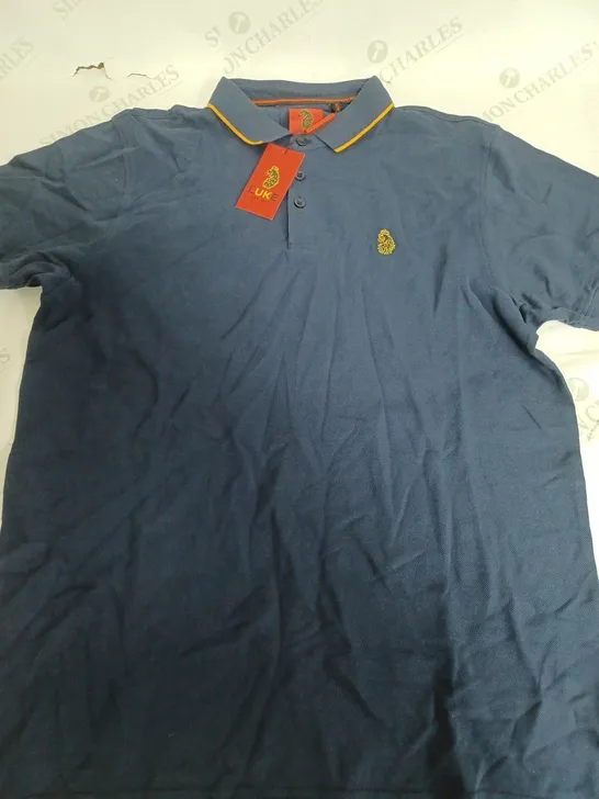 LUKE RICKEY GOLF TIPPED S/SMALL POLO IN NAVY - XL