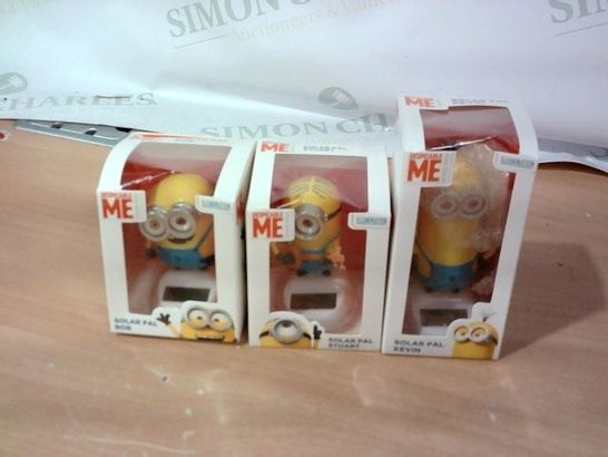 LOT OF 3 ASSORTED DESPICABLE ME MINION SOLAR PALS