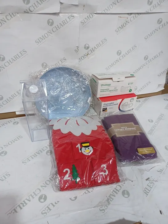 BOX TO CONTAIN APPROXIMATELY 10 ASSORTED HOUSEHOLD PRODUCTS, INCLUDES, 3D PRINTING FILAMENT, FACE MASKS, PLATES ETC 