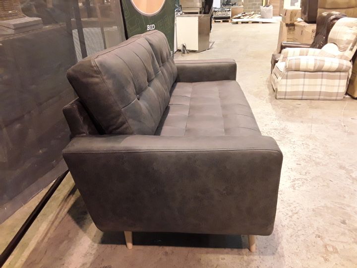 dark grey faux leather sofa