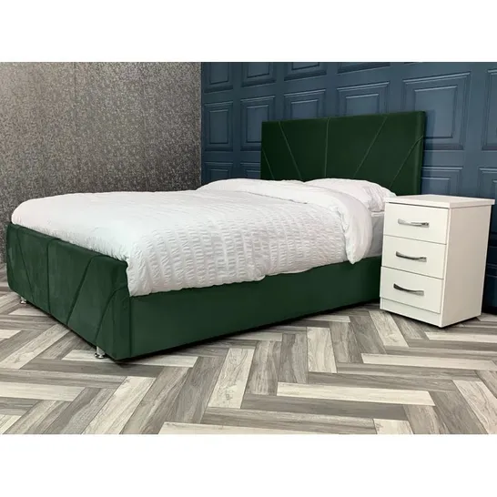 WRAPPED LIESEL UPHOLSTERED BED FRAME - GREEN VELVET // SIZE: UNSPECIFIED (5 PIECES)