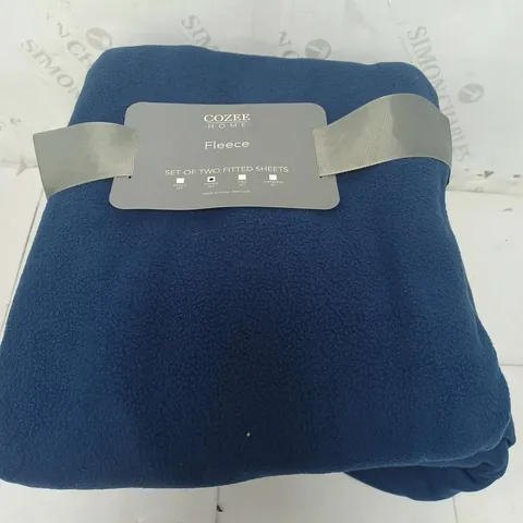 COZEE HOME SET OF 2 FITTED SHEETS IN NAVY - DOUBLE