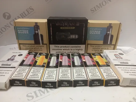 BOX OF APPROX 12 ASSORTED E-CIGARETTES AND DISPOSABLE VAPES 