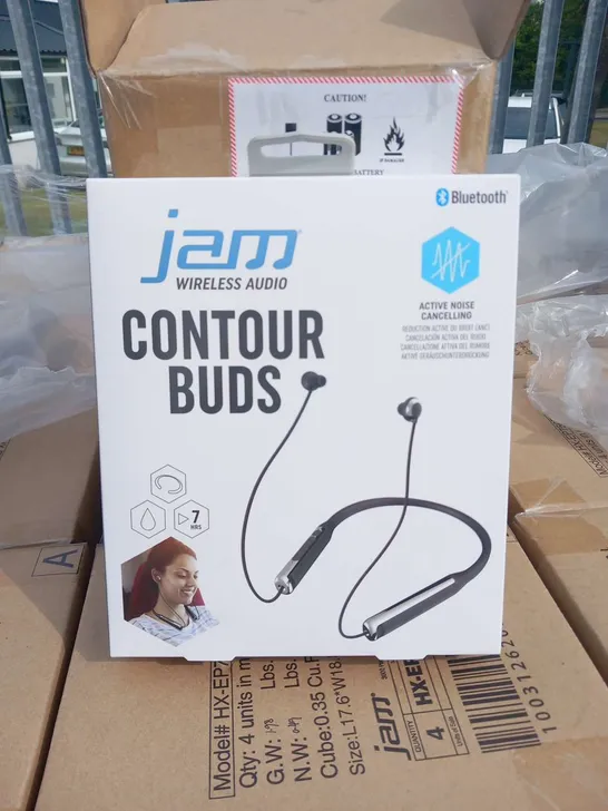 PALLET OF APPROXIMATELY 480 BOXED JAM WIRELESS AUDIO CONTOUR BUDS ACTIVE NOISE CANCELLING 