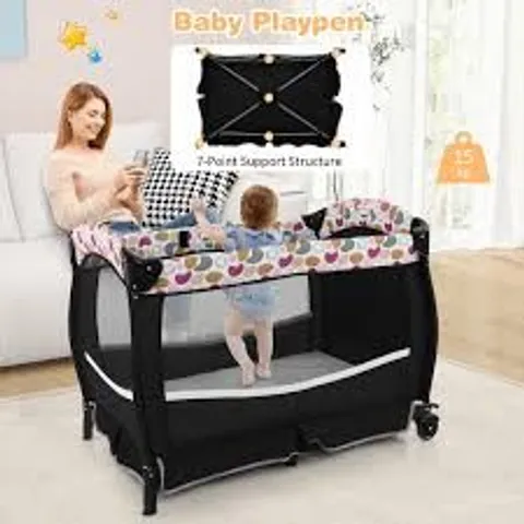 BOXED COSTWAY 4 IN 1 PORTABLE BABY NURSERY CENTER WITH BASSINET