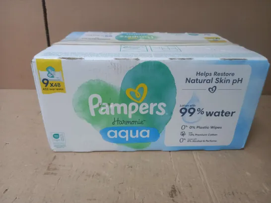 PAMPERS HARMONIE AQUA BABY WIPES PLASTIC FREE 9 PACKS