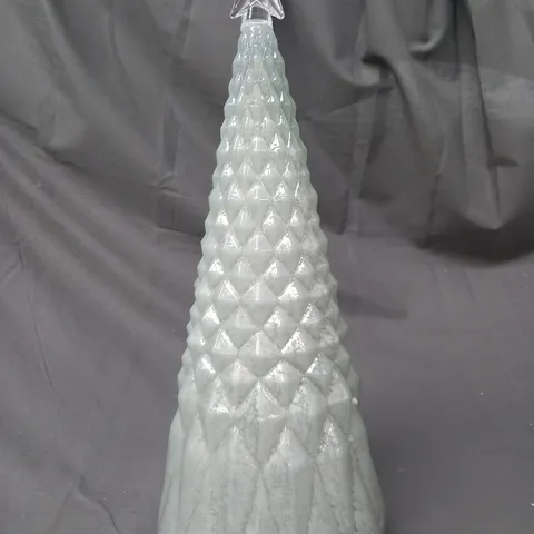 BOXED UNBRANDED DECORATIVE GLASS LIGHT UP FESTIVE TREE W. STAR IN PALE GREEN