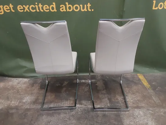 SET OF 2 FAUX LEATHER DINING CHAIRS WITH CHROME LEGS 