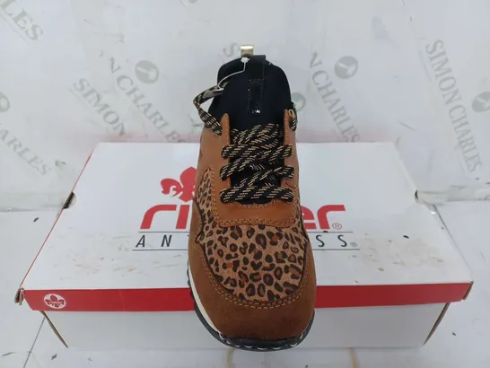 BOXED RIEKER SNEAKERS IN TAN/ANIMAL PRINT - SIZE 40