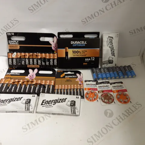 LOT TO CONTAIN APPROX. 40-50 PACKS OF BATTERIES, QUANTITY PER PACK & BRANDS VARY 