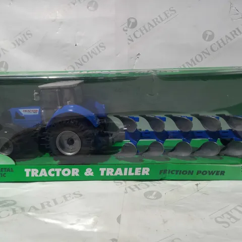 ON THE FARM TRACTOR & TRAILER FRICTION POWER DIE CAST METAL & PLASTIC MODEL