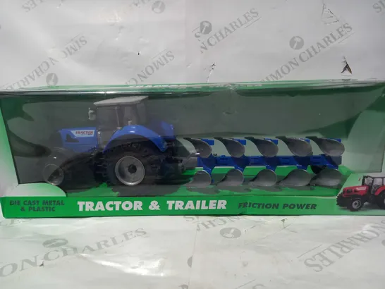 ON THE FARM TRACTOR & TRAILER FRICTION POWER DIE CAST METAL & PLASTIC MODEL