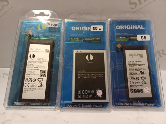 LOT OF APPROXIMATELY 10 ASSORTED ORIGINAL DOUBLE IC DOUBLE POWER BATTERIES TO INCLUDE S8, NOTE3, S7 EDGE, ETC