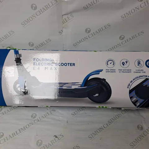 BOXED ZINC E4 MAX ELECTRIC SCOOTER IN BLUE 