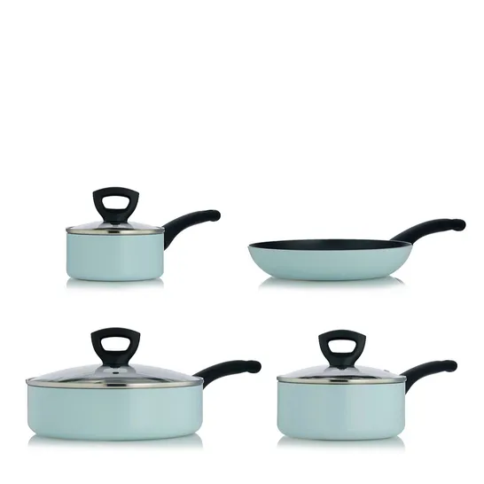 OUTLET COOK'S ESSENTIALS 4 PIECE NON STICK COOKWARE BAKELITE HANDLES- MIDNIGHT