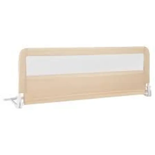 BOXED FOLDABLE BABY BED RAIL GUARD WITH WASHABLE COVER AND SAFETY STRAP - BEIGE 