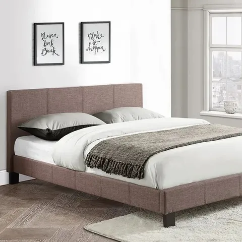 BOXED 135CM BERLIN FABRIC BED GREY DOUBLE (1 BOX)
