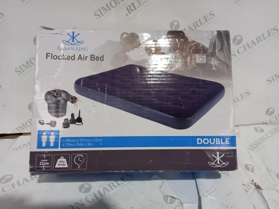 BOXED KARAN KING DOUBLE FLOCKED AIR BED 