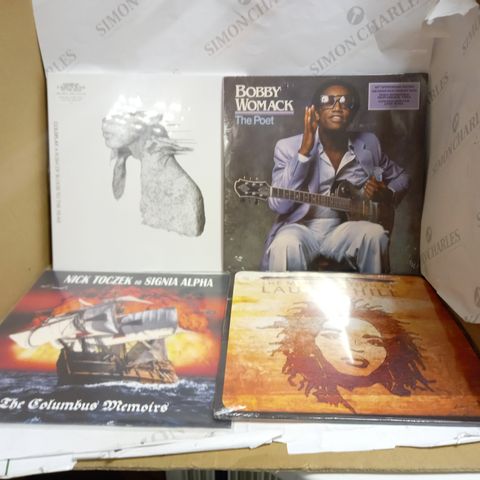 LOT OF APPROIMATELY 13 ASSORTED VINYLS, TO INCLUDE BOBBY WOMACK, COLDPLAY, LAURYN HILL, ETC