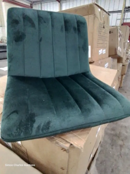 BOXED PAIR BAR STOOLS GREEN VELVET