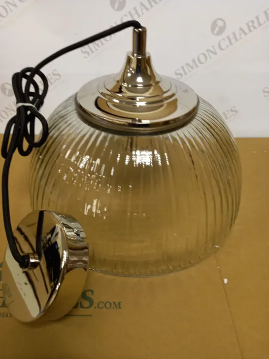 DAR LIGHTING YAMBOL PENDANT POLISHED NICKEL CLEAR GLASS LIGHT FIXTURE