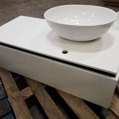 BRAND NEW WHITE WALL HUNG VANITY UNIT WITH BOWL BASIN 101×47×33CM