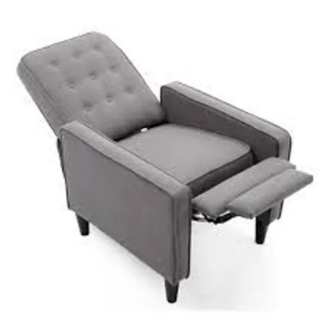 BOXED PUSHBACK RECLINING GREY FABRIC EASY CHAIR (1 BOX)