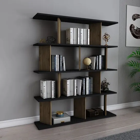 LILEY ROSE 141CM X 120CM GRACE BOOKCASE BLACK OUD OAK