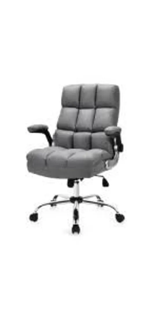 BOXED COSTWAY LINEN UPHOLSTERED EXECUTIVE CHAIR WITH ERGONOMIC HIGH BACK FOR HOME OFFICE - GREY