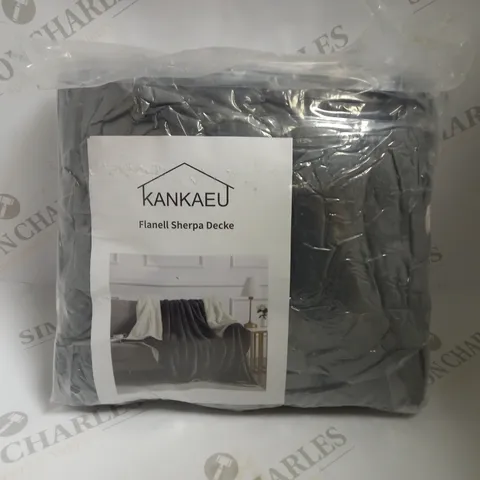 KANKAEU FLANNEL SHERPA BLANKET - GREY 130X160CM