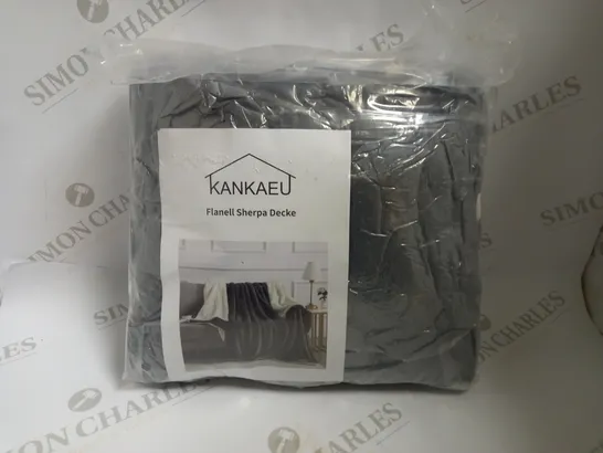 KANKAEU FLANNEL SHERPA BLANKET - GREY 130X160CM