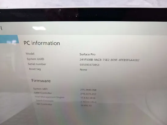 MICROSOFT SURFACE PRO 128GB