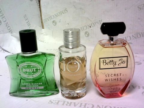 LOT OF APPROXIMATELY 63 TO INCLUDE DIOR JOY 90 ML, BRUT APRES RASAGE AFTER SHAVE 100 ML AND BETTY JO SECRET WISHES 100ML