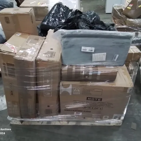 PALLET CONTAINING VARIOUS BOXED FURNITURE PARTS AND OTHER HOUSEHOLD ITEMS ETC.