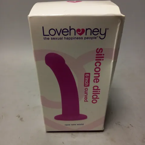 BOXED AND SEALED LOVEHONEY SILICONE DILDO 6INCH CURVED