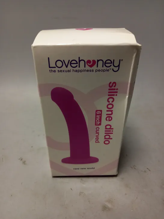 BOXED AND SEALED LOVEHONEY SILICONE DILDO 6INCH CURVED