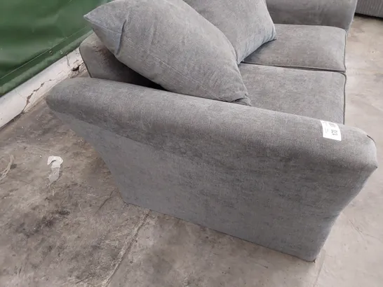 DESIGNER TWO SEATER SOFA WITH SCATTER CUSHIONS GREY FABRIC 