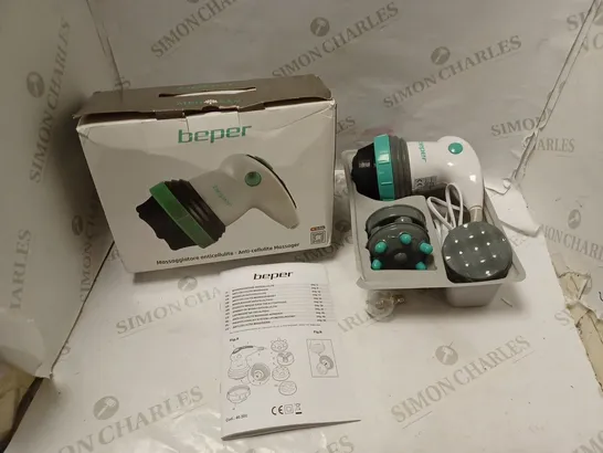 BOXED BEPER ELECTRIC ANTICELLULITE MASSAGER WITH ACCESSORIES AND MANUAL