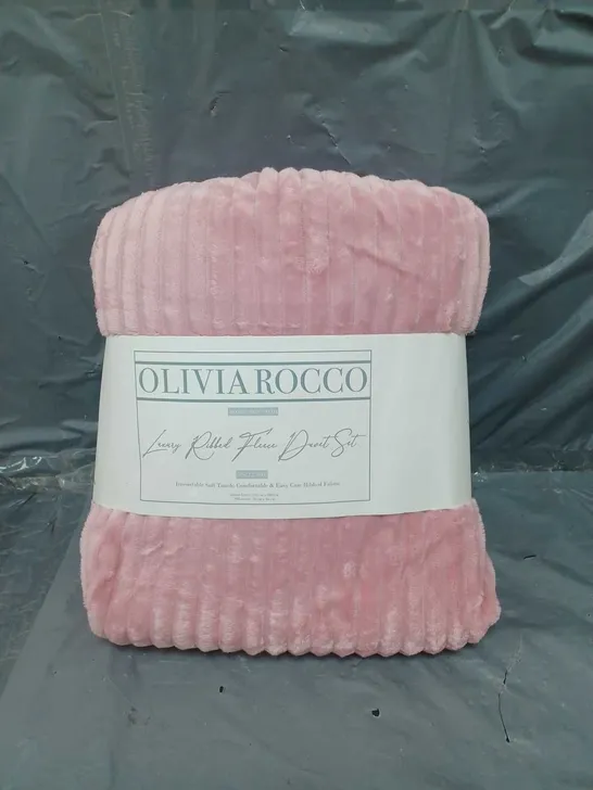 OLIVIA ROCCO LUXURY RIBBED FLEECE DUVET SET SINGLE 