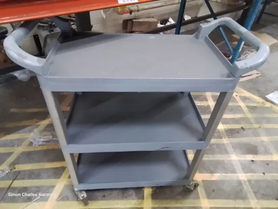 THREE TIER GREY PLASTIC TROLLEY 