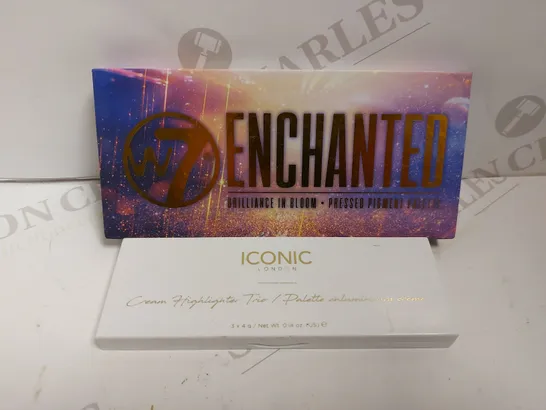 2 PALETTES TO INCLUDE ICONIC CREAMN HIGHLIGHTER TRIO AND W7 ENCHANTED PRESSED PIGMENT PALETTE