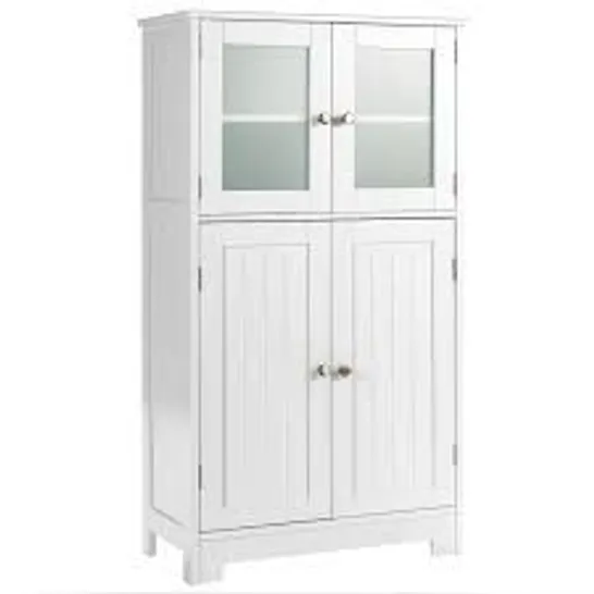 BOXED COSTWAY BATHROOM FLOOR STORAGE LOCKER KITCHEN CABINET WITH DOORS & ADJUSTABLE SHELF IN WHITE (1 BOX)