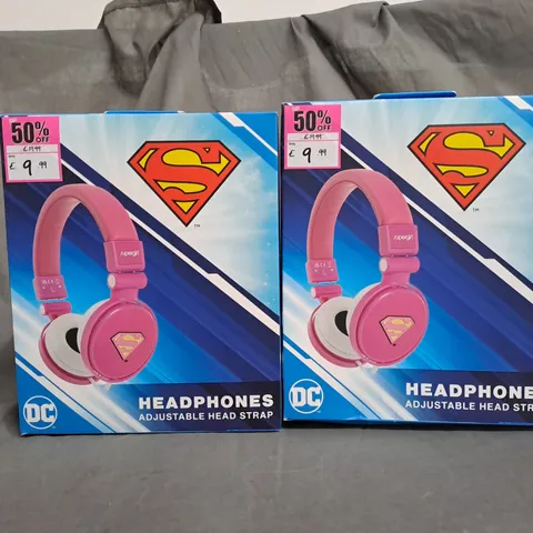 SET OF 2 DC HEADPHONES ADJUSTABLE HEAD STRAP 